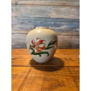 Vintage Made in Japan Floral Lily Flower Crackle Glaze Small Bud Vase Decor